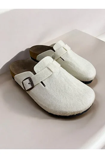 DİLEK SHOES Felted Comfortable Anatomical Sole Slippers
