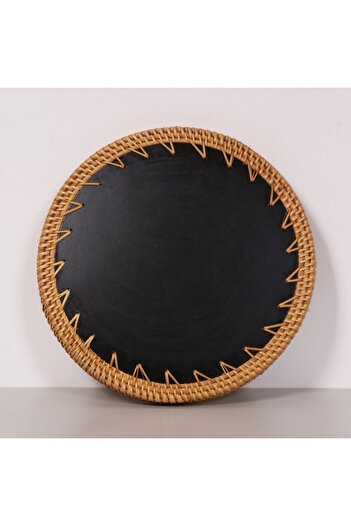 Mylamp Pearl 25x3 cm Sedefli Rattan Tepsi & Duvar Dekoru