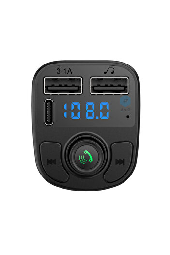 All Avcill 2025 Type-c Bt Araç Fm Transmitter Bluetooth Araç Kiti Mp3 Usb Oto Müzik Çalar Çakmaklık Girişli