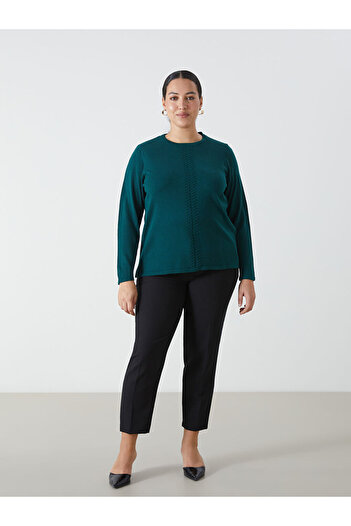 LC Waikiki Women's Crew Neck Textured Knitwear Sweater - W4Co19Z8