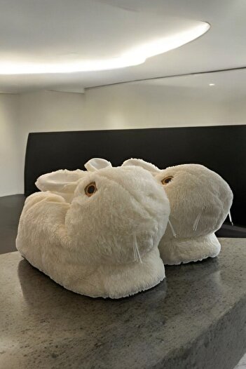 HAKKE Tavşan Figürlü Peluş Panduflu Unisex Ev Terliği
