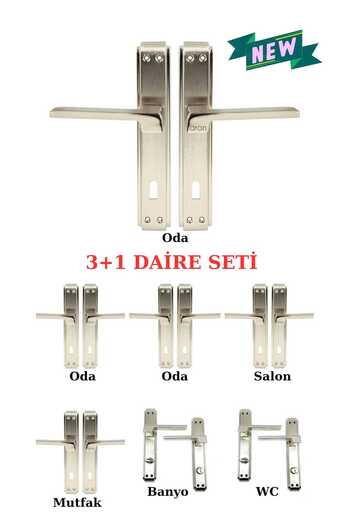ARON (7 Sets) Phoenix Mirrored Nickel Satin 3+1 Apartment Set - Aluminum/Steel Door Handle
