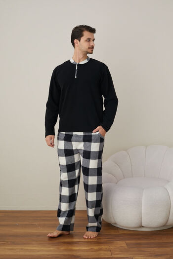 CALİA Men's Long Sleeve Fleece Winter Warm Pajamas Set NEW SEASON