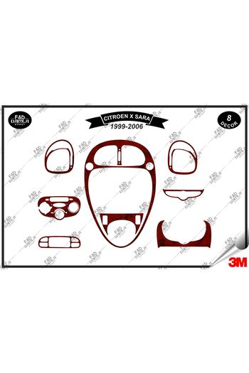 FD Damla Etiket pentru Citroen X Sara 1999-2006 Garnitură Consolă Torpedo - Set 8 bucăți din furnir de mahon