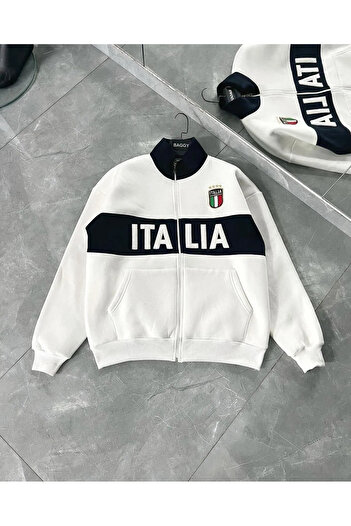 npLStore Unisex εμπριμέ λευκό χρώμα Μαύρο ριγέ χοντρό μπουφάν