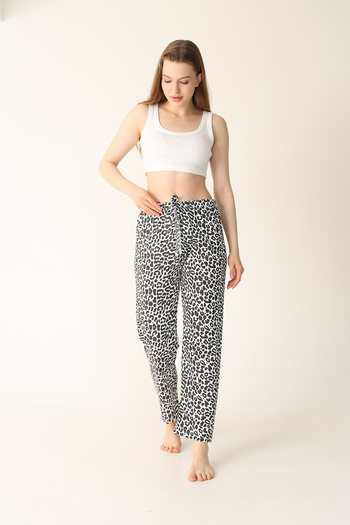 Arvin Pijama Women's Leopard Patterned Cotton Stylish Summer Pajama Bottoms