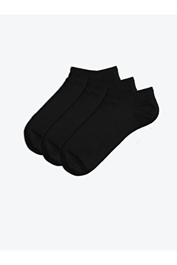 LC Waikiki LCW ECO Черни дамски чорапи до глезена, 3 чифта