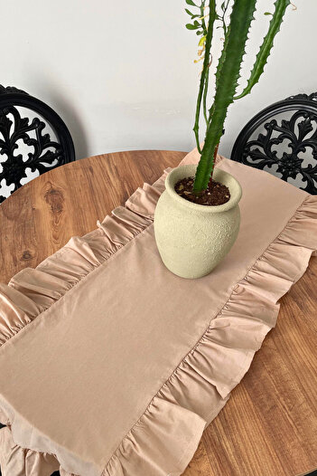 KAMİZ Ruffled Beige Runner 40X110
