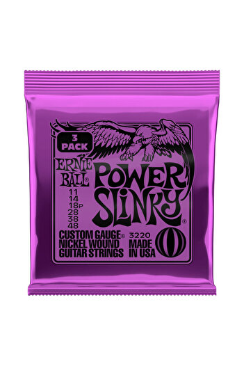 Ernie Ball Ernieball P03220 Power Slinky Electric Guitar String 3 Pack 11-48 - 3 Set