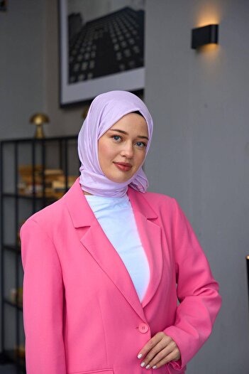 İpekhan Plain Pattern Voile Shawl Lilac Voile Silk Shawl - 9800-25