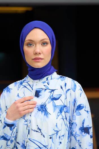 İpekhan Plain Pattern Voile Shawl Purple Voile Silk Shawl - 9800-08