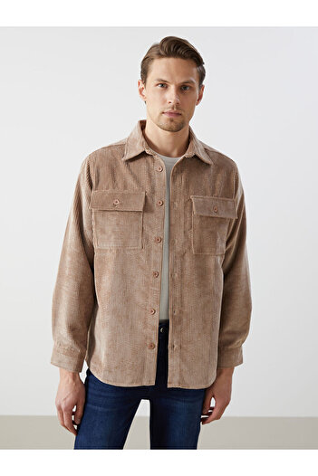 LC Waikiki LCW Regular Fit Довгорукавна оксамитова чоловіча сорочка