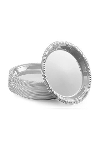 BB Store Gümüş plastik kullan at tabak 25 adet