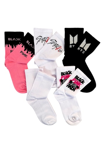 çorapdunyam Unisex Σειρά 5 Μαύρες κάλτσες Ping Bts Exo Cheerful College Tennis