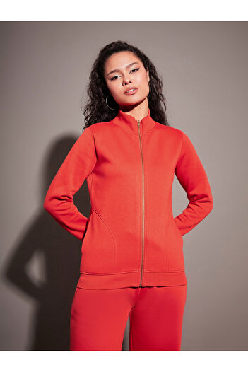 Sassafras By Styli Red Fleece Zipper Jacket