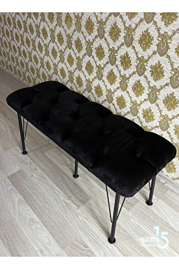 Yirmi15 Metal Ayaklı Babyface Puf & Bench - Siyah Bench- Bench- Puf