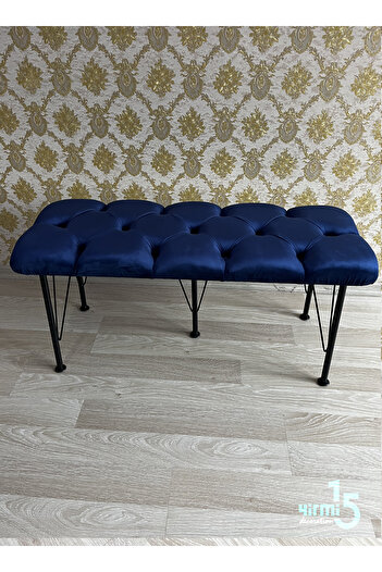 Yirmi15 Metal Ayaklı Babyface Puf & Bench Blue - Mavi Puf- Mavi Bench