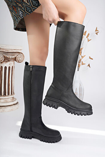 Freemax Black Waterproof Orotpedic Boots - Flexible and Furry Non-Slip Rubber Insole