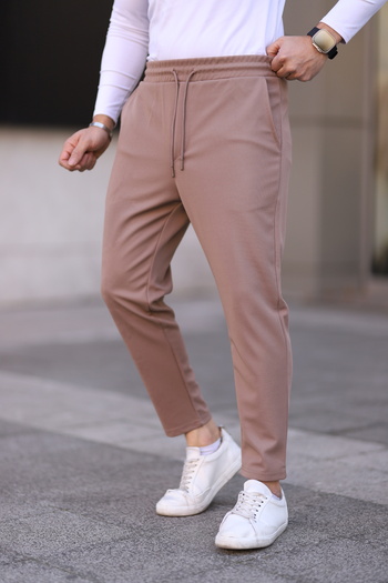 Newtime Ανδρικό ελαστικό βαμβακερό παντελόνι Jogger με δεμένη μέση με λεπτή εφαρμογή
