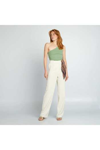 KIABI Ribbed vest top with asymmetric strap green