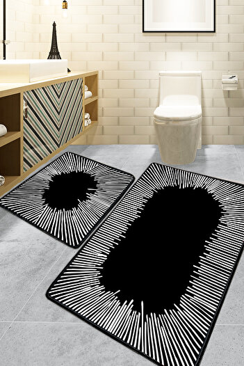 Chilai Home Somber Black 2-Piece Bath Mat Djtbanyo