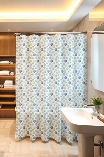 EVPANYA Bathroom Curtain, Blue Green Drops Pattern Shower Curtain, Bathtub Curtain 175X200Cm