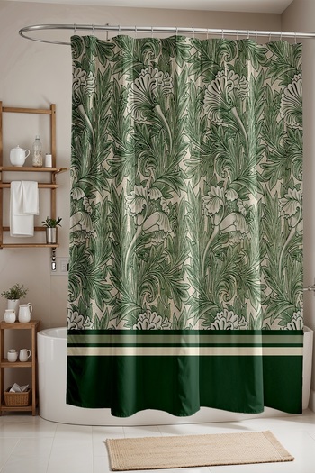 EVPANYA Bathroom Curtain, Green Vines Patterned Shower Curtain, Bathtub Curtain 175X200Cm