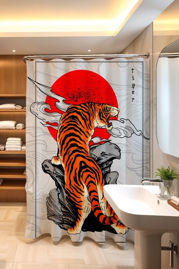 EVPANYA Bohe Separation with Tiger on the Moon Pattern, 175X200Cm Shower Curtain and Bathtub Curtain