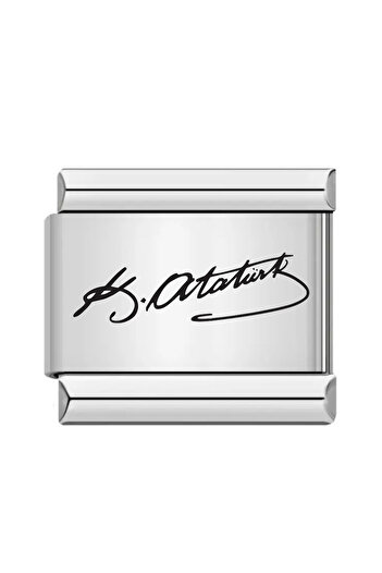 Takı Dükkanı K. Atatürk Signature Additional Extension Italian Charm Steel Bracelet Charm Scb31