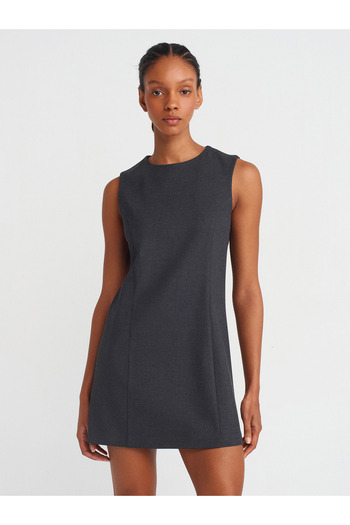 Dilvin 90903 Model Anthracite Color Sleeveless Dress