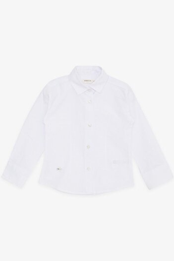 Breeze Girl's Shirt with Buttons and Emblem, Age 3-7, White