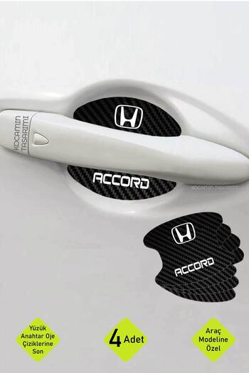 Kocamın Tasarımı Stylish Carbon Pattern Foil Guard Set for Honda Accord Door Handles - Lettered