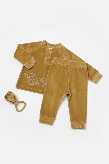 BabyCosy Organik Kadife Alt & Üst Takım | – Regular Kalıp, Bisiklet Yaka, Unisex