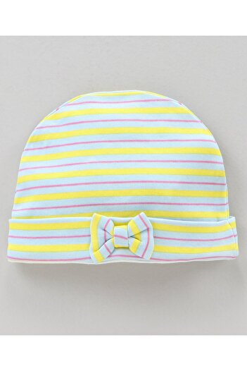 Bonfino Cotton Cap Mittens & Booties Set - Ivory Yellow
