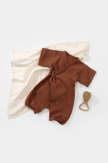 BabyCosy Muslin Party Jumpsuit, , Brick