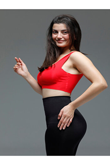MİSTİRİK Parabita Model - Laser Cut Soft Red Bustier Dress