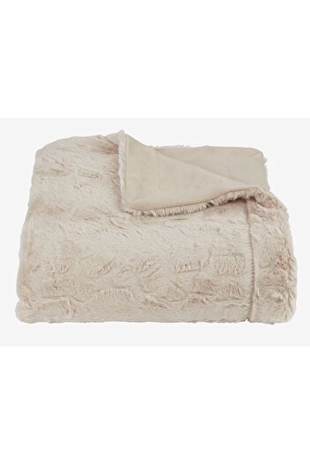 DavidaHome Bedspread, faux fur, 220x240 cm, beige
