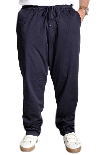 ModeXL Mode Xl Plus Size Trousers Linen Jogger Milano 21913 Navy Blue