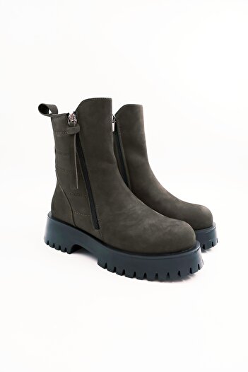 Tenau Γυναικείες μπότες από γνήσιο δέρμα - Khaki Nubuck