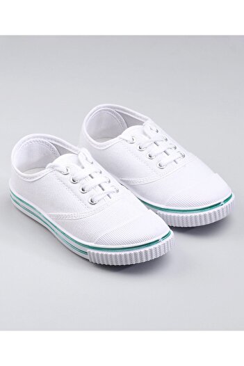 Pine kids Solid Lace Up School Shoes - White