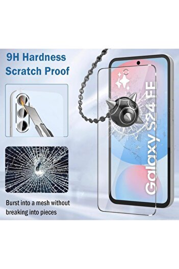 Sphone Samsung Galaxy S24 FE Uyumlu Ekran Koruyucu Kırılmaz Cam Tamperli Dayanıklı Çizilmez Tam Kaplayan