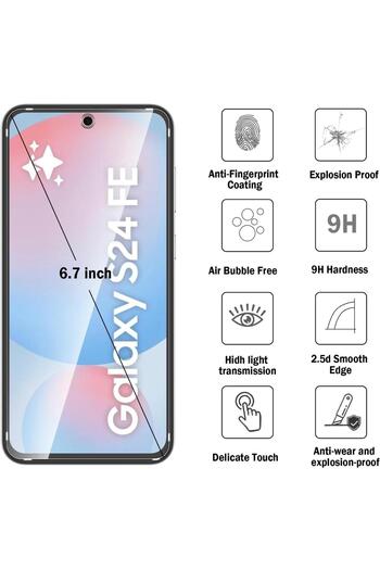Sphone Samsung Galaxy S24 FE Uyumlu Ekran Koruyucu Kırılmaz Cam Tamperli Dayanıklı Çizilmez Tam Kaplayan