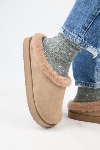 Manijero (Jana Furry) Women's Genuine Leather Flat Platform Mink Slippers