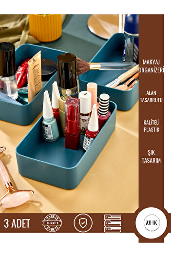 MHK Collection Turquoise Makeup Organizer Box - Fashionable and Practical Organization Solution, 25X15X10 cm