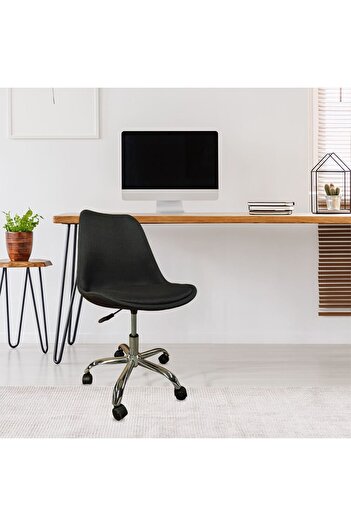Homelux Scaun de birou Freddy, rotativ, negru, textil, picioare metalice