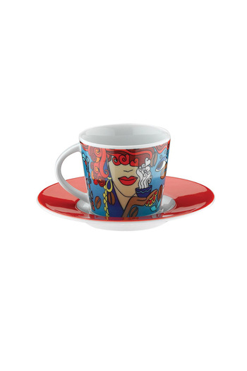 Homelux Set Cafea 12 Bucuri, Porțelan, Farfurie Cești 60 ml, Multicolor, Elegant