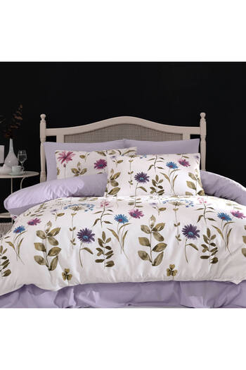 Homelux Bedding For 2 Persons At Home Furrina, 100% Ranforce Cotton, Purple, White