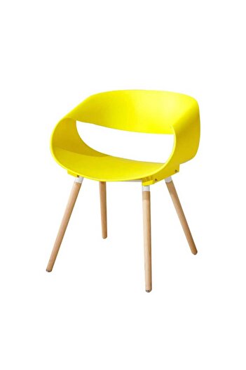 Homelux Yellow Rufus Design Chair, Polypropylene, Wooden Legs