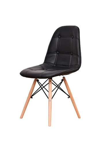 Homelux Black Nest Chair, Seat Upholstered In Ecological Leather, Wooden Legs