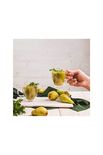 Homelux Set Of 2 Coffee/tea Cups, Heat Resistant Glass, 350ml, Transparent, Mia